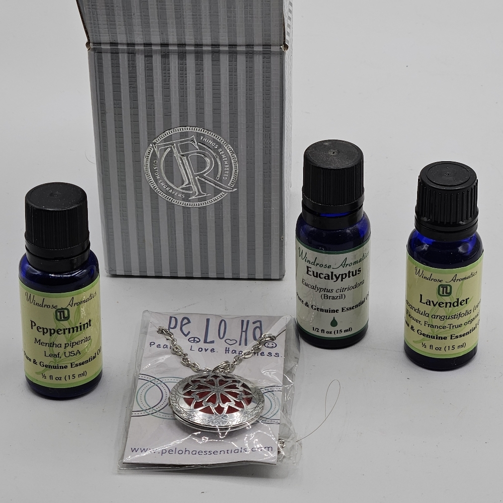 New Essential Oil Diffusing Necklace with eucalyptus,  lavender, and peppermint